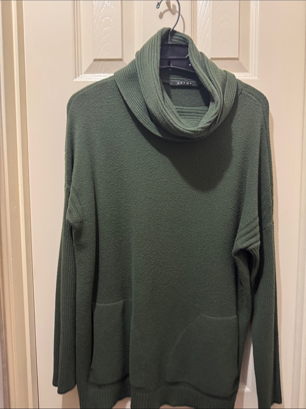 Cyrus Olive Green Cowl Neck Sweater